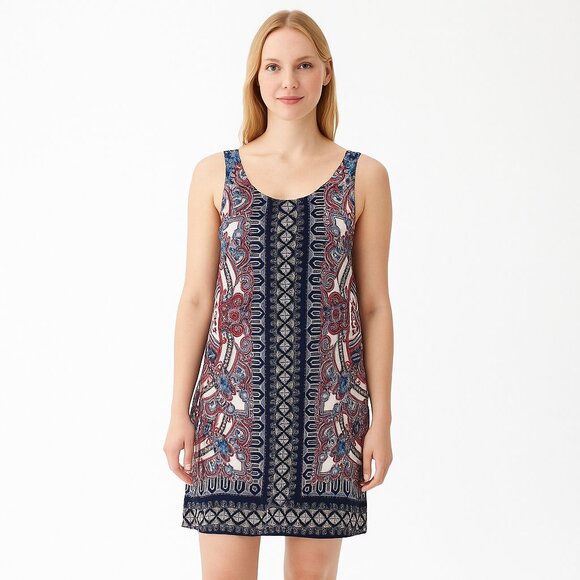 2/$30 Lila Rose Bandana Print Sleeveless Shift Dress Multi 2 #A0482 TRB3 - Picture 1 of 7